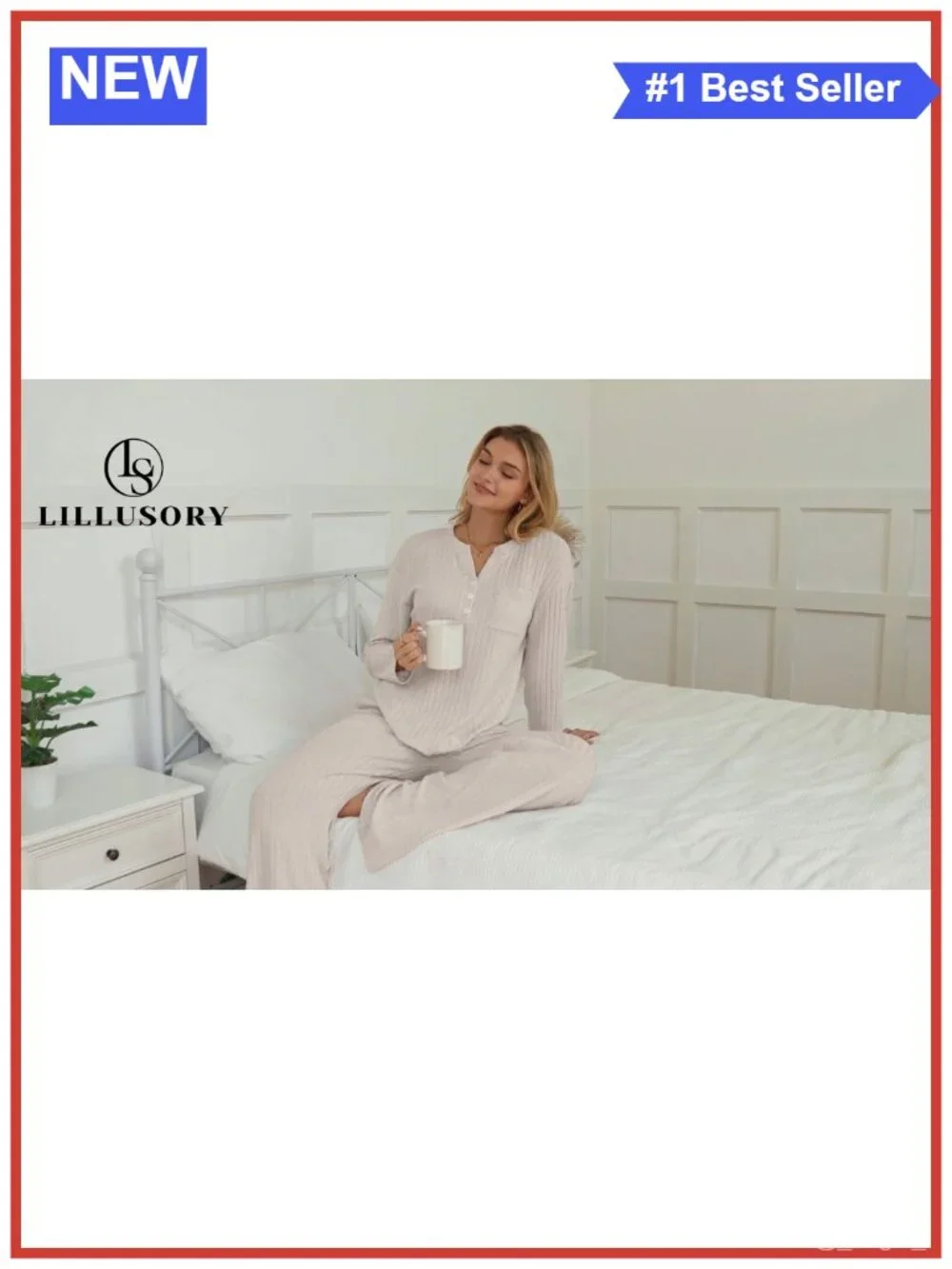 2 Piece Lounge Set Long Sleeve Henley Top Drawstring Wide Leg Pants Pockets